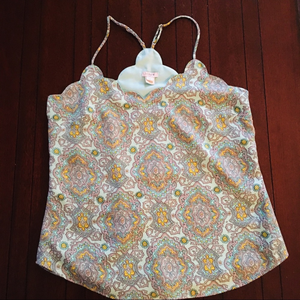 EUC J.Crew Printed Scalloped Top